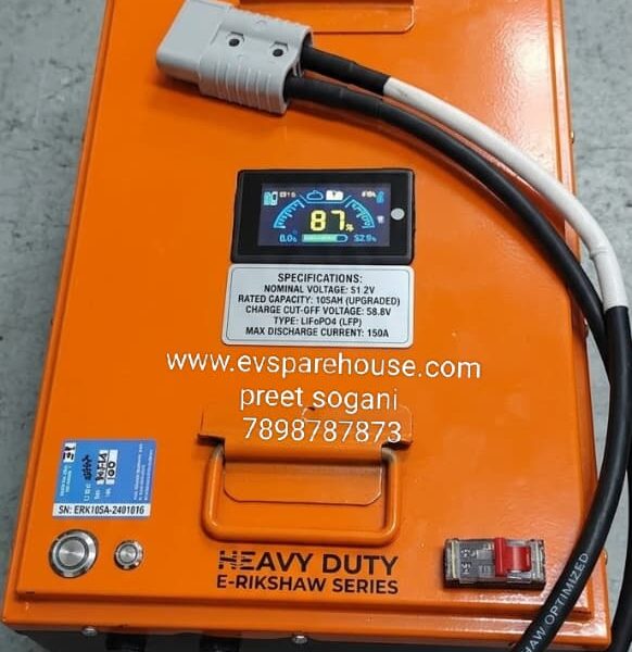 E-RICKSHAW LITHIUM LFP BATTERY 100A 51.2V 58.8 CUT OFF FULL SMART